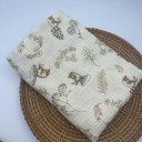 Kocyk muślinowy bawełniany dla niemowląt 85x65 cm Ręcznik dla niemowląt Otulacz Wzór Króliczek i Kwiatek Naturalne kolory 2