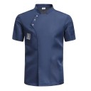 Kokshemd korte mouwen staander knopen zak katoen polyester werkkleding voor de keuken gastronomische kleding 3