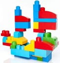 Kolorowa konstrukcja dla dzieci 88 plastikowych elementów Klocki z wypustkami i elementy formowane Do budowania wież i zwierzątek według własnej 4