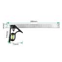 Kombinationslineal 300 mm rustfrit stål Vinkelmåler 90° og 45° Præcis måling Tømrerværktøj Værkstedsværktøj 2
