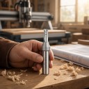 Kompakt fræser 8 x 20 mm Skaft 1/2 tomme 12,7 mm Tre-skær TCT hårdmetal Lige CNC fræser Sølv Træ og spånplade 4