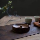 Kompakt trä rökelsehållare av valnöt Trä för små doftstickor Ställ för hem aromaterapi 2