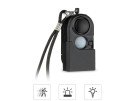 Kompaktní osobní bezpečnostní alarm 67 x 38 x 25 mm v černém provedení s PIR senzorem pohybu, sirénou 120 dB, LED svítilnou a klíčenkou 4