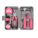 Kompaktní sada nářadí Hi-Spec 24 ks s kladivem 2 m metrem bity a kleštěmi růžovo černá pro domácí opravy a údržbu 1