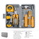 Kompaktní sada nářadí Hi-Spec 24 ks s kladivem 2 m metrem bity a kleštěmi žluto černá pro domácí opravy a údržbu 2