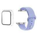 Komplett skyddssats för Apple Watch 40 mm Series 6/5/4/SE – 9H härdat glas för skärmen, skydd med matt ram och justerbart armband 21