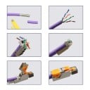 Konektor LAN RJ45 CAT8 stíniony 40Gbps 2000MHz dla 22–24AWG metalowy pomarańczowo-srebrny wielokrotnego użytku kabel ethernetowy 7