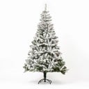 Konstgjord julgran Snöig Fällbara grenar Höjd 150 cm Diameter 85 cm Grön och vit Fällbart stativ 3 sektioner Inredning till hemmet 6