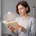 Könyvlámpa 1 db USB tölthető klipszes Állítható 3 színű LED világítás Szemvédelem 22,5 x 3,5 cm Fehér Olvasáshoz és tanuláshoz 5