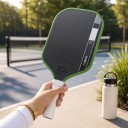 Koolstof pickleball racket met kinetisch frame 5e generatie Kern 16 mm Schokabsorptie Zwart met groene rand Voor training en wedstrijden 2