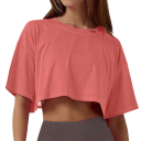 Kort dam-T-shirt med lösa ärmar Modern löst sittande crop top Elegant T-shirt med midja Snygga sommarkläder för kvinnor 12