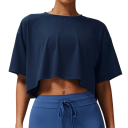 Kort dame-T-shirt med løse ærmer Moderigtig løstsiddende crop top Elegant T-shirt med talje Stilfuldt sommertøj til kvinder 8