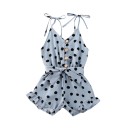 Kort jumpsuit med polkaprikker til piger 4