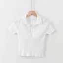 Kort t-shirt med krave til kvinder 6