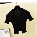 Kort T-shirt med rynkede detaljer til kvinder 6