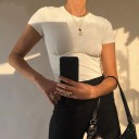 Kort t-shirt til kvinder, hvid B85 1