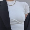 Kort t-shirt til kvinder, hvid B85 3
