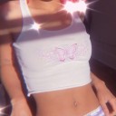 Kort tanktop med sommerfuglemotiv til kvinder 2