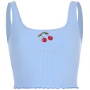Kort tanktop til kvinder med kirsebær 9