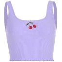 Kort tanktop til kvinder med kirsebær 10