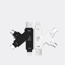 Kortlæser til SD- og Micro SD-kort 4 i 1 til telefon og computer Konektorer USB USB-C Micro USB og Lightning Uden kabler og adaptere 3