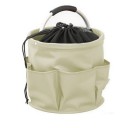 Košík na nářadí s uzavíratelným síťovaným vrškem a kapsami po obvodu objem 17 L průměr 28 cm a výška 28 cm skládací s kovovým madlem 1