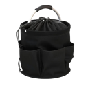 Košík na nářadí s uzavíratelným síťovaným vrškem a kapsami po obvodu objem 17 L průměr 28 cm a výška 28 cm skládací s kovovým madlem 6