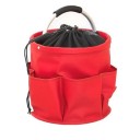 Košík na nářadí s uzavíratelným síťovaným vrškem a kapsami po obvodu objem 17 L průměr 28 cm a výška 28 cm skládací s kovovým madlem 4
