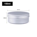Kosmeettinen täytettävä astia 150 ml Alumiininen ruuvikorkillinen purkki hopea 83 × 35 mm Pakkaus voiteelle balsamille rasvalle kosmetiikalle 2