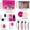 Kosmetisk make-up sæt med concealer palette, 4 børster, svamp, blush i stift, pudder, primer og læbepomade, gave til kvinder 3