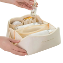 Kosmetyczka damska z organizerem na kosmetyki podróżne 23,5 x 11,5 x 12,5 cm z miejscem do przechowywania, wykonana z poliestru, zapinana 2