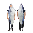 Kostým tuňáka pro dospělé Celotělový převlek ryby 170 x 67 cm Polyester s pletenou technikou tkaní Modro-stříbrný Na karneval a párty 1