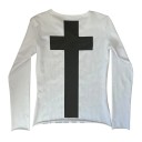 Koszulka damska z długim rękawem Okrągły dekolt Streetwear z motywem chrześcijańskim Krzyż z tyłu i nadruk z przodu Oryginalny styl 2