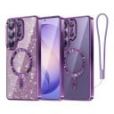 Kotelo Samsung Galaxy S24+ S irrotettavalla kimalteella Magneettisen latauksen tuki Ranneke Muovinen puhelinsuojus 4