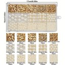 Κουτί 10 x 17 cm Σετ ακρυλικών χρυσών και μαργαριταρένιων χαντρών 1240 τεμάχια Διάφορα σχήματα και μεγέθη Χάντρες για κατασκευή κοσμημάτων βραχιολιών 3
