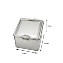 Kovová dóza na sušenky s víkem 12×12×9,5 cm plechová čtvercová krabička s klipovým uzávěrem úložný box na potraviny a drobnosti 2