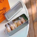 Kovová dóza na sušenky s víkem 15×6×6,5 cm plechová obdélníková krabička s klipovým uzávěrem úložný box na potraviny a drobnosti 3