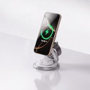 Kovová magnetická bezdrátová nabíjecí stanice 3v1 Qi2.2 25 W Otočná o 360° Skládací Pro iPhone Apple Watch i AirPods 4