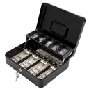 Kovová pokladnička se zámkem 30×24×9 cm, přenosný uzamykatelný trezor na peníze, dokumenty a drobné cennosti 2