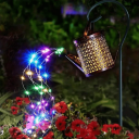 Kovová solárna lucerna konvička 15 x 22 cm s LED svetelnými reťazcami a 80 cm kovovým stojanom v tvare háčika na pastiera záhradná 3