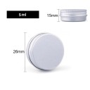 Kozmetická plniteľná dóza 10 ks 5 ml Hliníková skrutkovacia nádobka strieborná 26 × 15 mm Malý obal na krém balzam masť kozmetiku na cesty 2