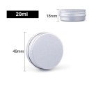 Kozmetická plniteľná dóza 5 ks 20 ml Hliníková skrutkovacia nádobka strieborná 49 × 18 mm Obal na krém balzam masť kozmetiku do taštičky 2