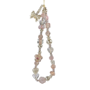 Kralen hanger voor mobiel met strik en bloem Decoratieve ketting voor telefoon Snoer voor mobiel sleutelhanger voor sleutels versiering voor tas camera 1