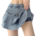 Krátka džínsová sukňa z modrej denimu s vysokým pásom Vrstvená áčková mini sukňa Ležérna dámska sukňa do pása Štýlový letný outfit 2