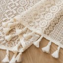 Krátká záclonka se střapci 150x45 cm polyester béžová s ažurovým ornamentem do kuchyně, kavárny i venkovského interiéru 2