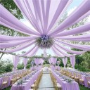 Krátký stropní dekorační závěs s kapsami pro tyč 75 x 300 cm polyesterová drapérie na fotokoutek, oblouk a svatební výzdobu 4