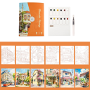 Kreativní akvarelová sada s předtištěnými obrazy městských scenérií 19 × 14,4 cm pigmentová paleta vodní štětec malování doma i na cesty 2