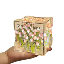 Kreativní DIY osvětlená průhledná kostka 20 tulipánů LED světýlka Malá noční lampička Dekorativní mořská kostka Dárek pro dívku a ženu 5