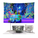 Kreslená tapiserie Scooby-Doo 150 x 100 cm Závěsný gobelín Mystery Machine Lesní pozadí Boho dekorace Ložnice Obývací pokoj Umělecký motiv 2