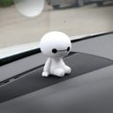 Kreslený robot Baymax s triasúcou sa hlavou Biela figúrka Dekorácia do auta Ozdoba interiéru Roztomilá zberateľská postavička 5